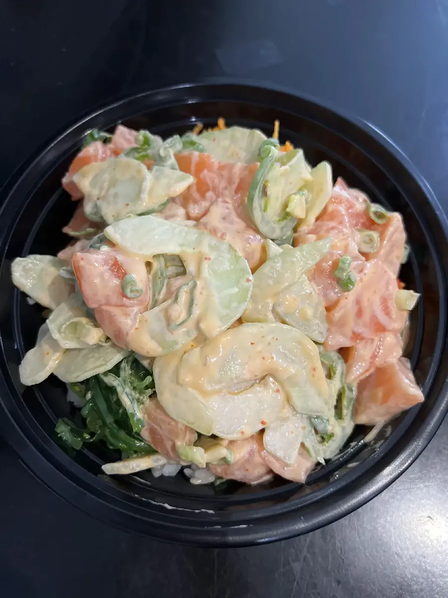Salmon and Cucumber Salad Bowl at Poke Kitchen，a Poke Bowl and Sushi Restaurant in San Leandro